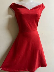 Pintrest Red Boat Neck Designer One Piece