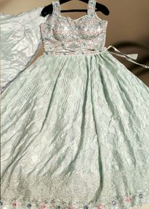 🆕🆕 FULLY STITCHED PASTEL GREEN AESTHETIC LEHENGA