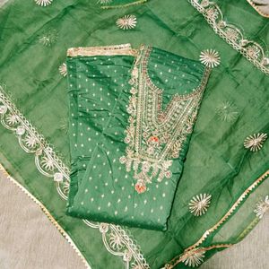 Gotta Patti Embroidery Work Unstitched Suit