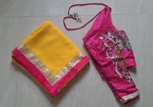 New Georgette Saree with Embroidery Blouse 💫