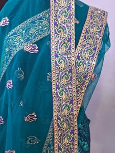 Jacquard Peacock Blue Saree