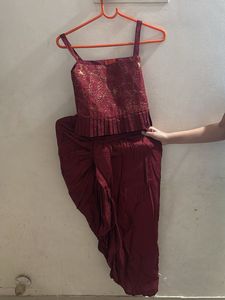 Girls Ethnic Set - Maroon & Gold