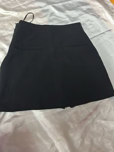 Mini Black Skirt With Slit And Shorts