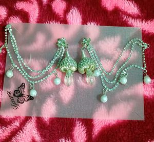 Earrings with Chains and Pearls