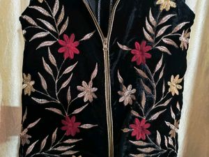 Embroidered Velvet Vest