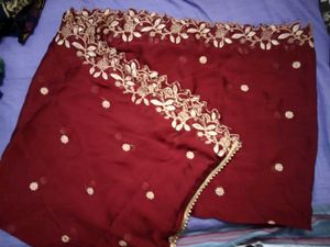 Maroon Dupatta with Embroidery