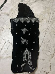 Black Velvet Embroidered Kurti