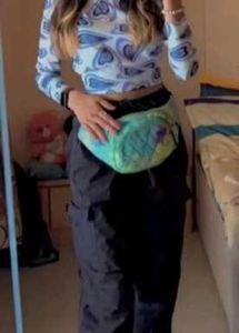 Heart Print Long Sleeve Crop Top