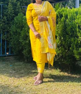 Yellow Embroidered Kurta Set