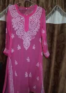 Pink Chikankari Kurti