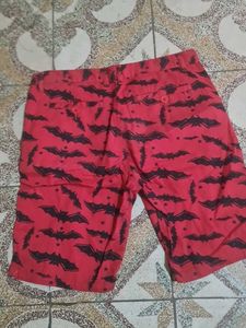 Red Bat Print Shorts