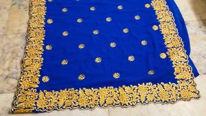 Blue Embroidered Saree