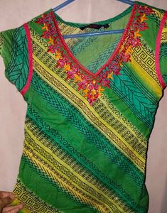 Green Cotton Embroidery Tunic