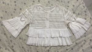 White Embroidered Ruffle Top