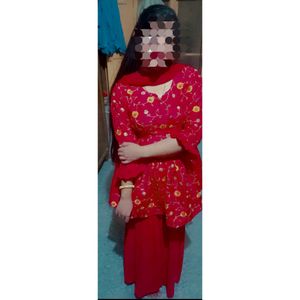Paplum Top Pink Colour Full Embroidery