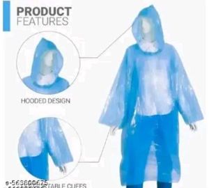 Blue Hooded Rain Poncho