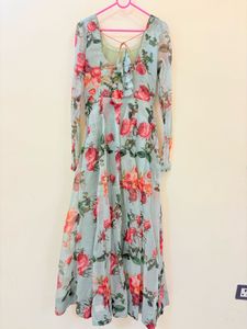 Floral Ethnic Gown With Dupatta