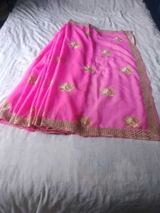 Pink Embroidered Saree