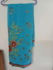 Casual Saree With Chumky Work Unused