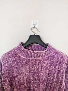 Purple Knit Mock Neck Sweater