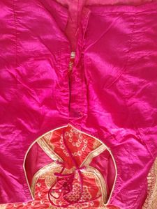 Red &amp; Pink Bandhini Printed Saree Fix Price