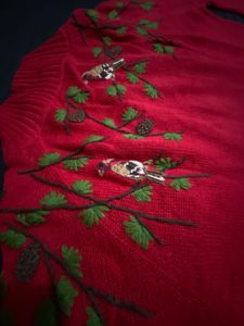 Red Bird Knit Sweater
