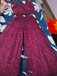 Magenta sharara with crop top