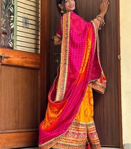 Bandhani Art Silk Saree With Stitched Blouse