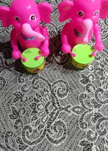 Vintage Pink Elephant Drummer Toys