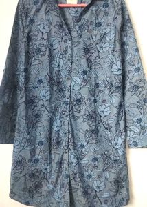 Cute Floral Print long blue Top🐳💕