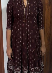Brown Elegant Printed Maxi