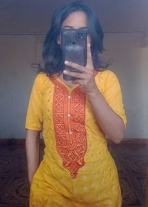 Yellow Embroidered Kurta