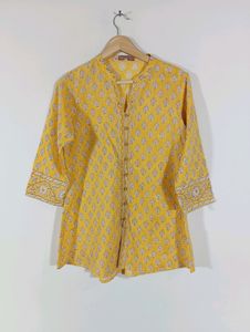 Yellow Printed Casual Tunic Top (Women)