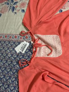 brand new Coral Flutter Sleeve Top