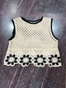 Off White Crochet Co Ord Set