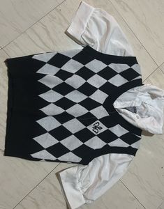 Preppy Argyle Knit Vest top
