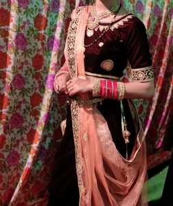 Maroon Lanhnga With Steach Blouse,Chunni