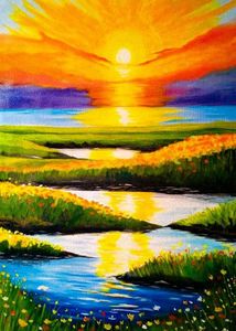 Golden Sunset River Landscape