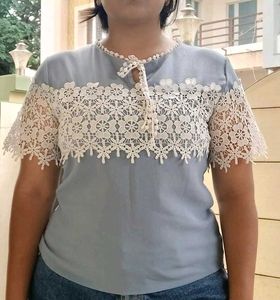 💙Cute Blue Lace Top👕
