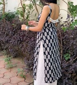 Printed Kurta With Shell Lace