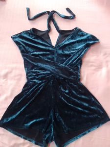 Teal Velvet Romper