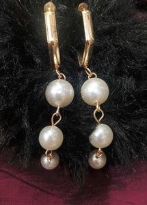 Pearl Drop Earrings Gold Rose