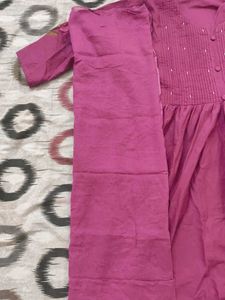 Elegant Rose Embroidered Anarkali Kurta Set with D