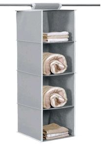 4 Shelf Closet/Wardrobe Hanging Organizr Rack Grey