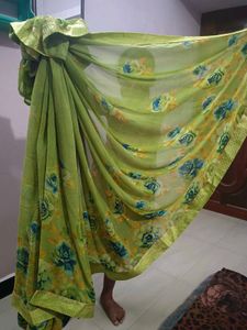 Elegant Green Floral Saree