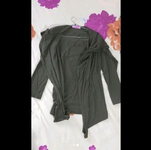 olive green long draped shrug