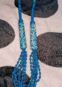 Turquoise Beaded Tassel Necklace