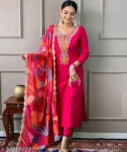 Latest New Kurti Dupatta And Bottom Set