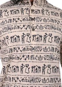 Men Printed Pure Cotton Straight Kurta (Beige)