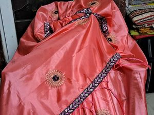 New Unique BabyPink &amp; BlueBorder SilSaree withBlou